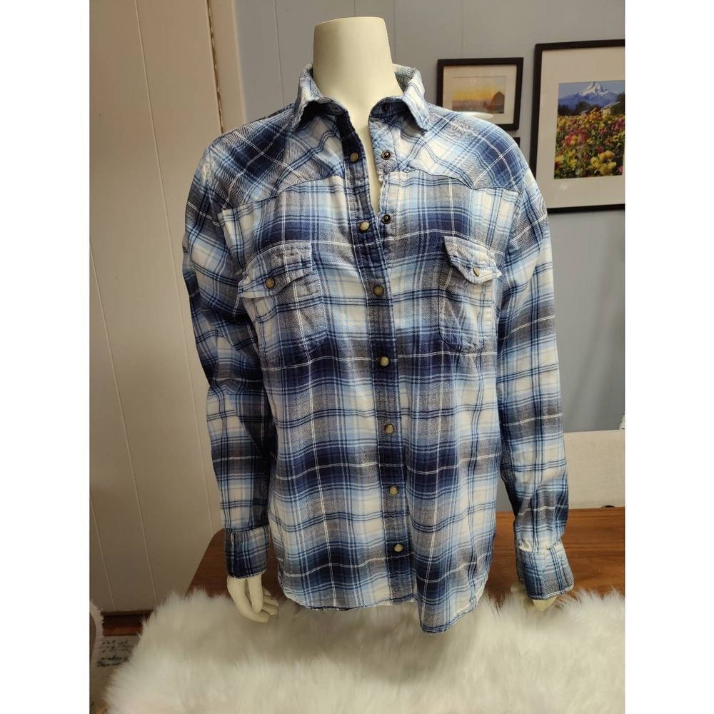 Jack's Girlfriend Western Style Plaid Snap-Down Long Sleeve Shirt